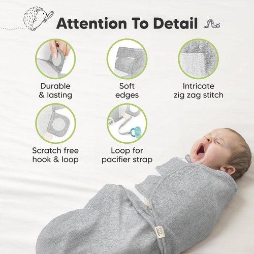 3-Pack Organic Baby Swaddle Sleep Sacks - Swaddles for Newborns, Infant 0-3 Months, Baby Girls, Boys, Soft & Snug Newborn Sleep Sack, Nursery Swaddling Blankets (Cloud, XS)