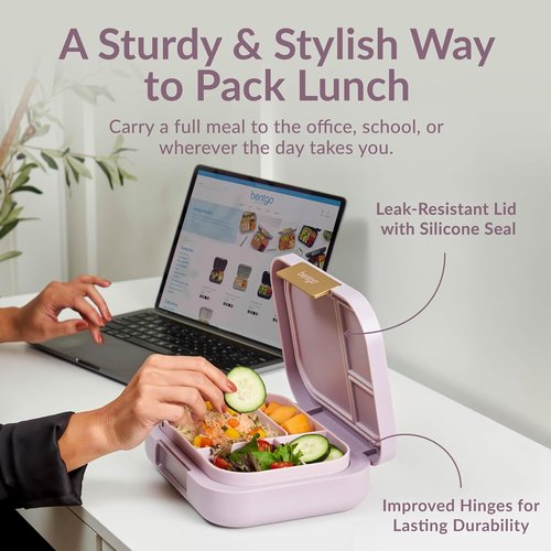 Bentgo Modern Bento Lunch Box - Leak-Resistant, 5.5 Cup Capacity, 3-4 Compartments | BPA-Free, Dishwasher Safe (Orchid)