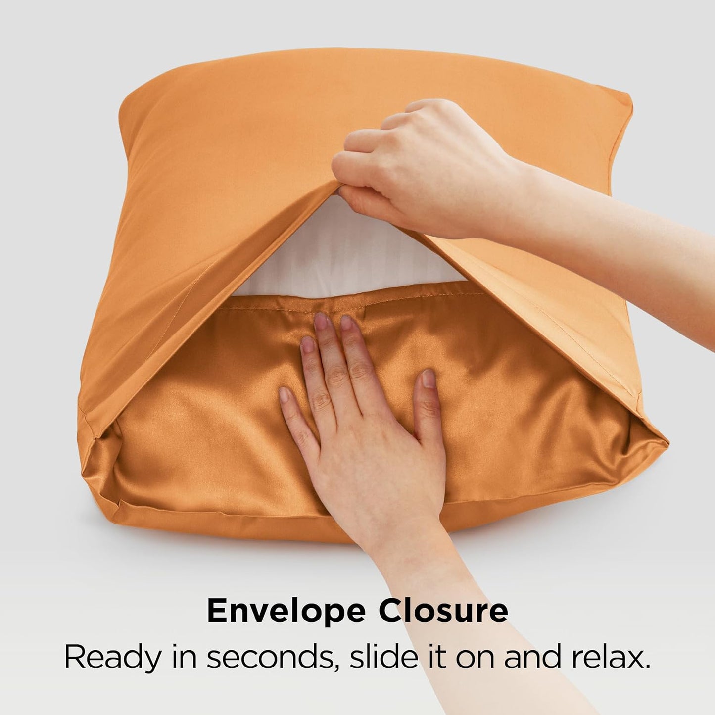 Bedsure King Size Satin Pillowcase Set - Orange Silky Pillow Cases for Hair & Skin, 20x36 Inches, 2-Pack