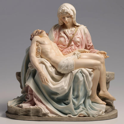 Regine Switzerland Pieta & Michelangelo Decorative Figurine - Elegant 10.63 Inch Design in Pink & Blue
