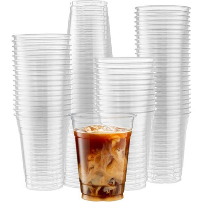 Crystal Clear PET Cups for Iced Coffee,Milkshake, Cold Drinks, Slush, Smoothy's, Slurpee, Ice cream, Dessert, Party's, Plastic Disposable Cups (50, 16 oz)
