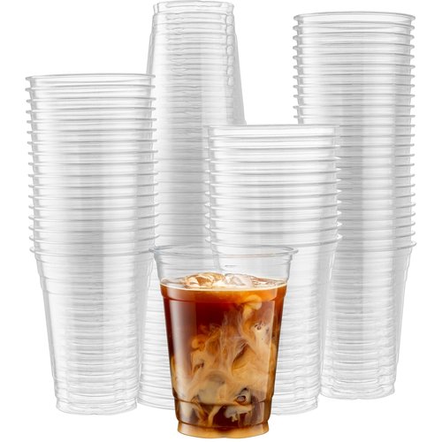 Crystal Clear PET Cups for Iced Coffee,Milkshake, Cold Drinks, Slush, Smoothy's, Slurpee, Ice cream, Dessert, Party's, Plastic Disposable Cups (50, 16 oz)