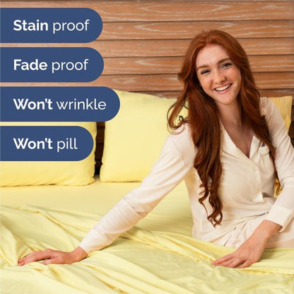 King Size 4 Piece Sheet Set - Comfy Breathable & Cooling Bed Sheets Set - Hotel Luxury Bedding for Women, Men, Kids, Teens, Boys & Girls - Deep Pockets, Ultra-Soft, Wrinkle Free - Oeko-Tex - Yellow