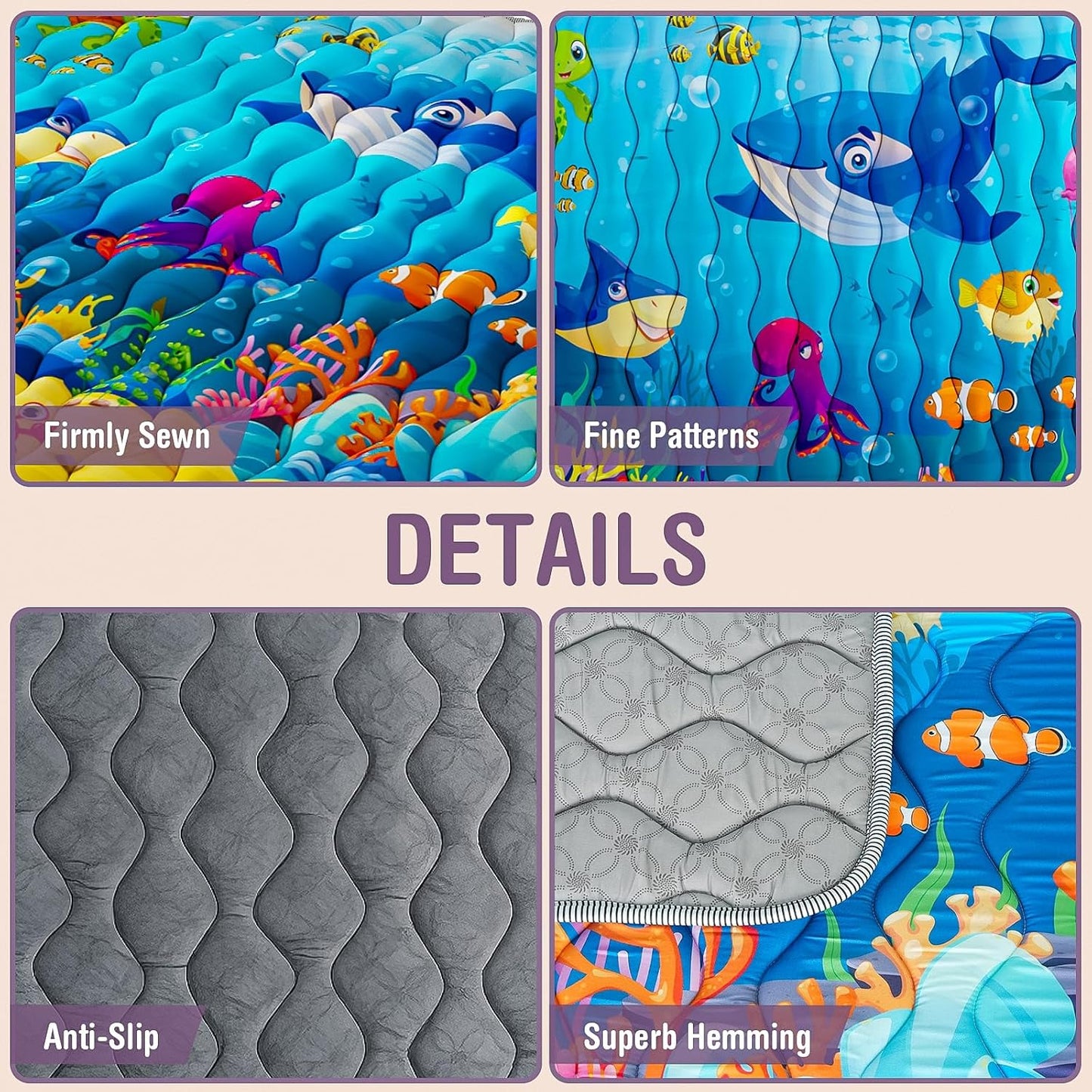 Skiennix Baby Play Mat - Thickened Waterproof & Non-Slip Crawling Mat | 50x50 Foldable Sea World Design