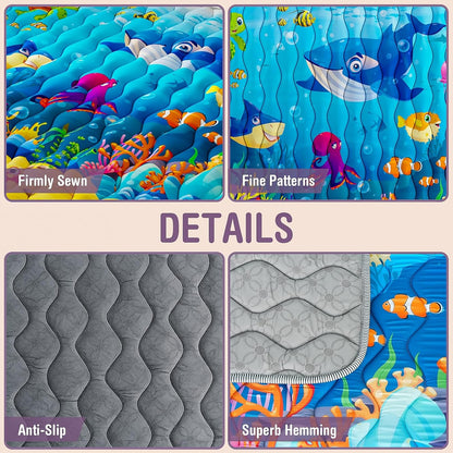 Skiennix Baby Play Mat - Thickened Waterproof & Non-Slip Crawling Mat | 50x50 Foldable Sea World Design