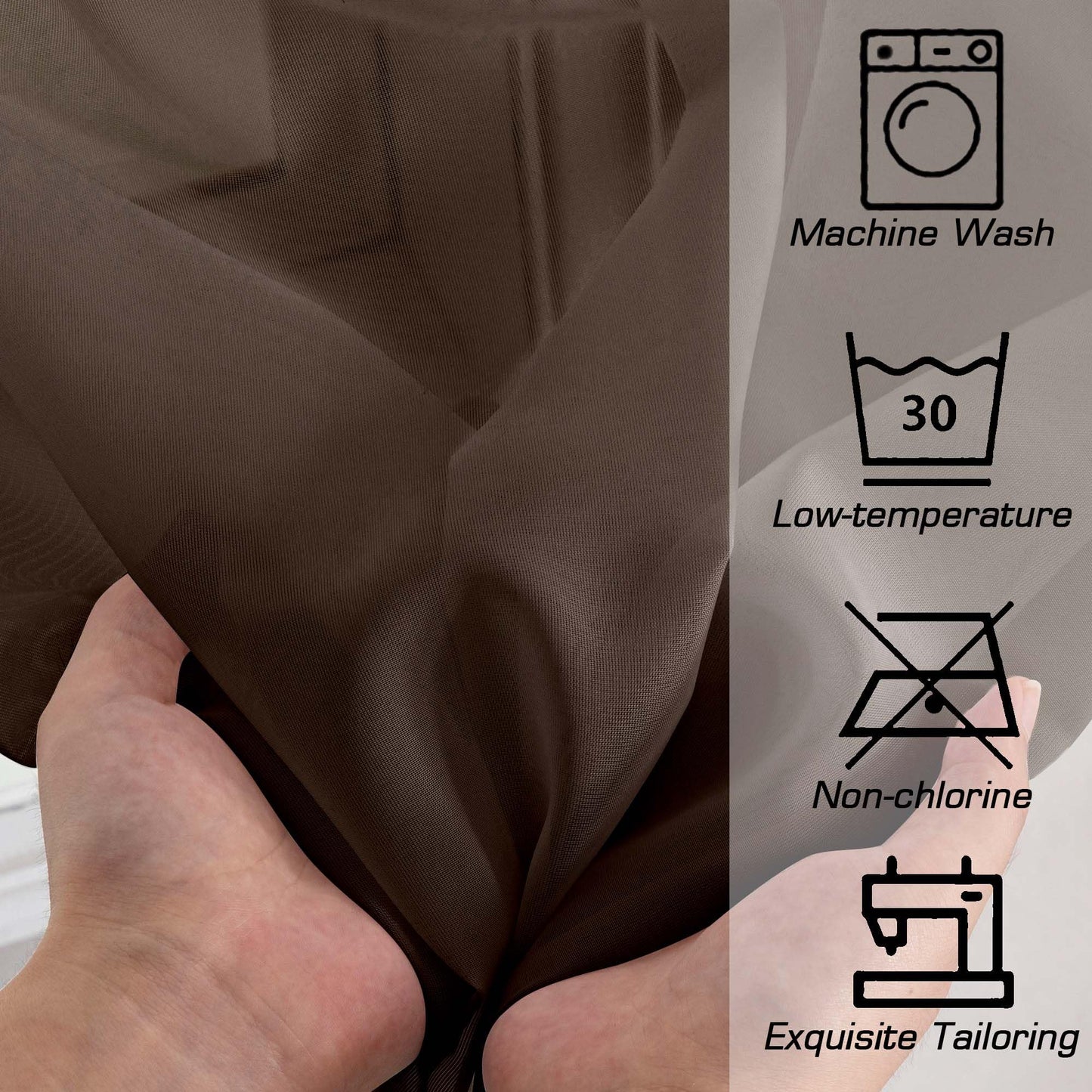 OWENIE Sheer Curtains 54 inches Long for Living Room Bedroom, Rod Pocket Light Filtering Voile Sheers Panels Drapes Small Window Treatments 2 Panels, 42" W x 54" L, Chocolate