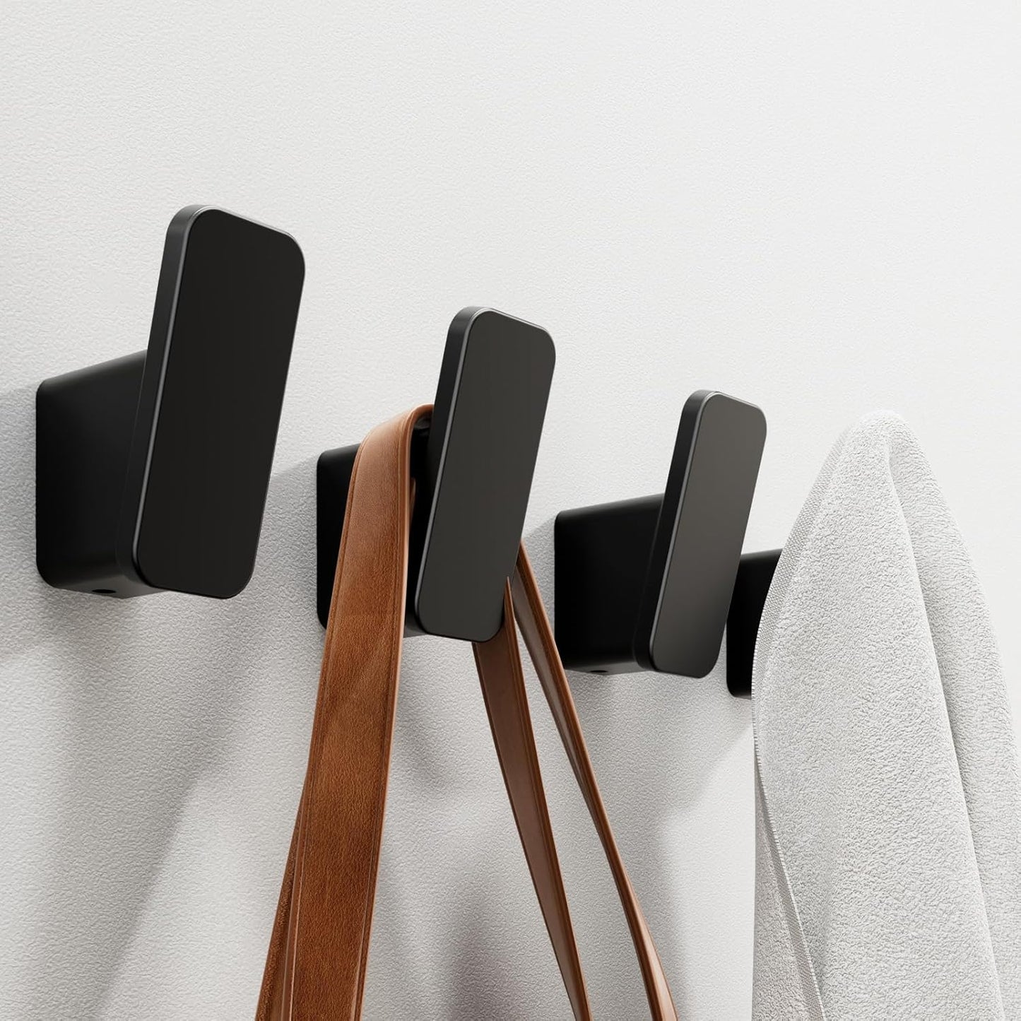 Skiennix Matte Black Towel Hooks - Heavy Duty Wall Hooks for Bathroom & Mudroom | 4-Pack