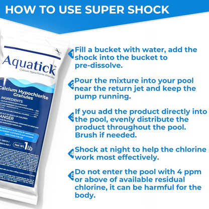 Pro-Grade Chlorine Pool Shock - 68% Cal-Hypo Granular Sanitizer for Crystal Clear Water | 1lb