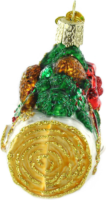 Old World Christmas Yule Log Ornament - Handcrafted Glass Blown Holiday Decoration | Festive Tree Decor