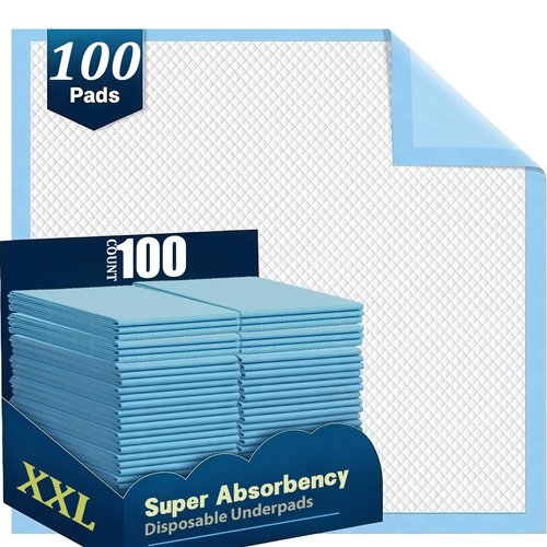 100 Count Disposable Bed Pads 30" x 36" for Adults, Kids & Pets – Super Absorbent Chucks Pads with Waterproof Backing, Leakproof Incontinence Underpads, Soft Non-Woven Top, Bed & Furniture Protection