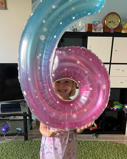 Starry Sky 40-Inch Number 6 Balloon - Perfect for Birthday Decorations & Party Supplies