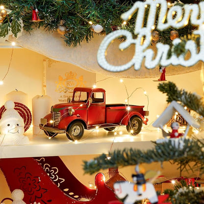 12'' Iron Red Classic Truck Figurine - Desk Decor, Wine Holder & Christmas Centerpiece (Variation: Red+12'')