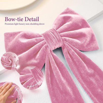 Pink Velvet Christmas Tree Topper Bow - 16x52in, Built-In Shaping, Large Decor Bow