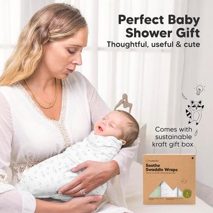 Skiennix Organic Baby Swaddle Sleep Sacks - Soft & Snug for Newborns 3-6 Months | 3-Pack (Bunnies, L)