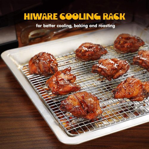 Hiware Cooling Racks for Baking - 2-Pack Stainless Steel Cookie Rack | 10" x 15" Oven Safe