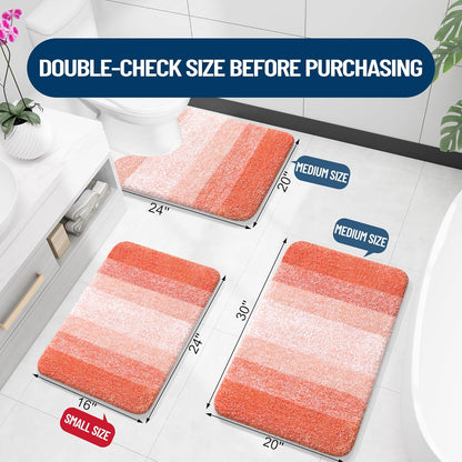OLANLY Bathroom Rugs Mat - Extra Soft Microfiber Bath Rug with Rubber Backing | 36x24 Inches, Coral Color