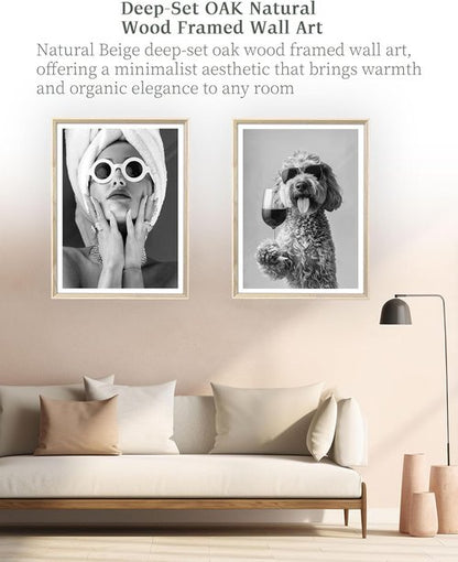 iHery Wall Art | Natural Beige Dimensional Oak Frame | Audrey Hepburn Canvas, 12x16in | Trendy Girls' Bedroom Decor