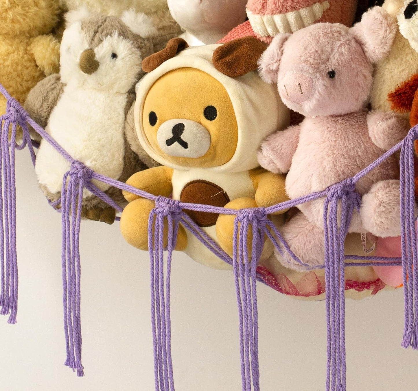 Skiennix Stuffed Animal Storage Hammock - Purple Toy Organizer for Plushies | Corner Wall Decor