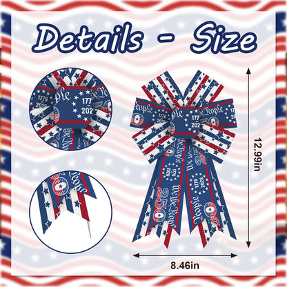 Threetols Patriotic Wreath Bows - 250th Anniversary Red, Blue & White Stripe | 2 Pack for Indoor/Outdoor Decor
