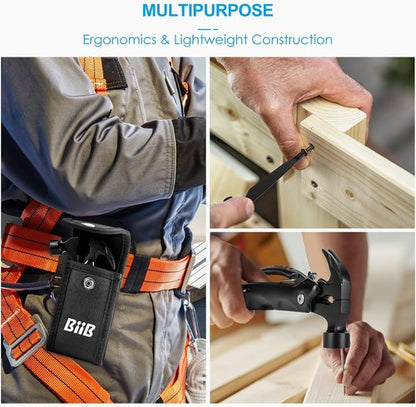 BIIB 12-in-1 Hammer Multitool - Ultimate Gift for Men | Perfect for Father's Day, Birthdays, Camping Essentials