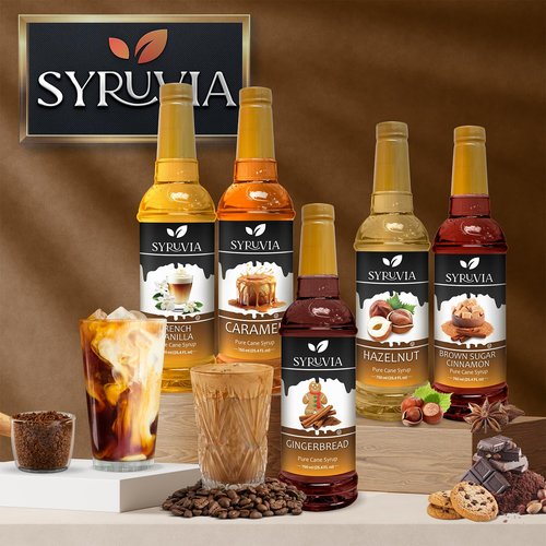 Syruvia Vanilla Syrup for Coffee – Vanilla Coffee Syrup, Drinks, Lattes & Beverages – 25.4 fl oz, With Pump