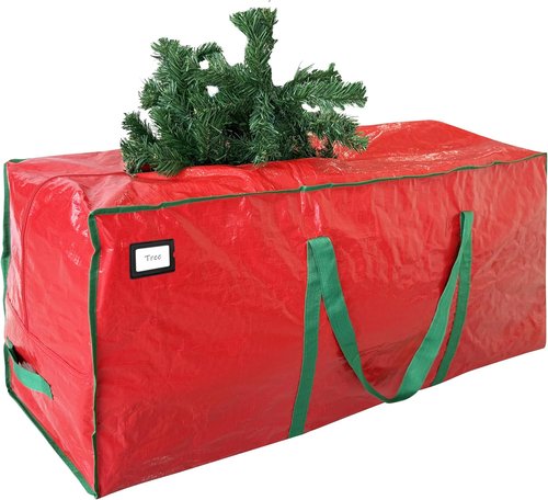 Cosy Family Christmas Tree Storage Bag - Durable Extra Large 7.5 ft Heavy Duty Design with Reinforced Handles & Dual Zippers - Red