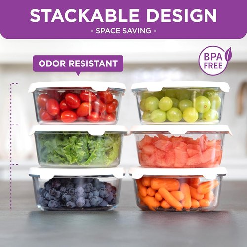 HOLDN’ STORAGE Vacuum Food Storage Containers - Set of 6 BPA-Free Glass, Leak-Proof for Freshness & Meal Prep
