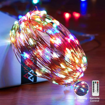 Ariceleo USB Powered Fairy Lights - 32.8 Ft 100 LED Twinkle String Lights with Remote & Timer | Waterproof Multi-Color for Parties, Weddings, Christmas