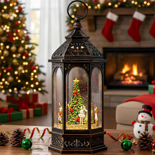Skiennix Musical Lighted Christmas Tree Snow Globe - 12.8'' Rotating Nutcracker Scene with Glitter
