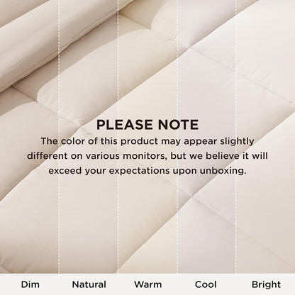 Bedsure Comforter Duvet Insert - Quilted Down Alternative Bedding, Cal King Size, Beige, 130x120 Inches