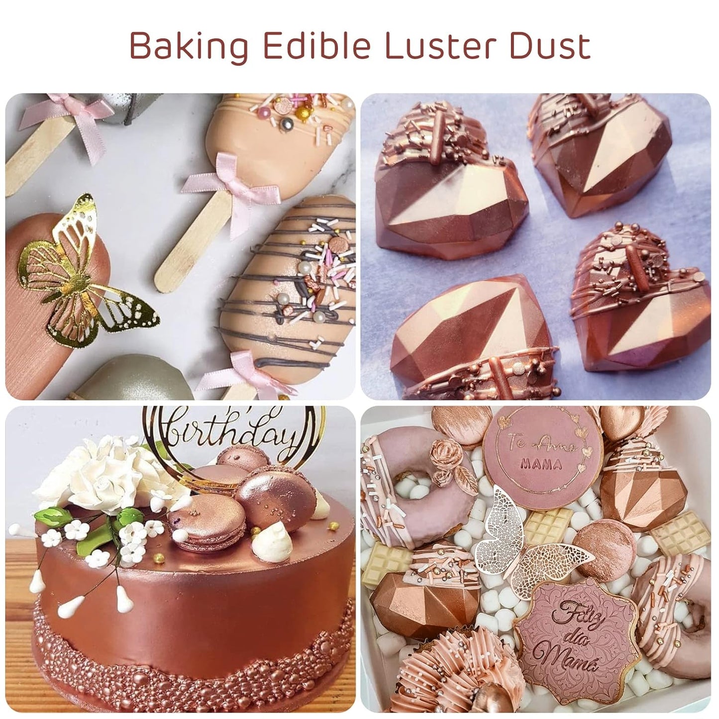 Cherrysea Rose Gold Edible Luster Dust - Tasteless Food-Grade Cake Dusting Powder | 10 Grams for Baking