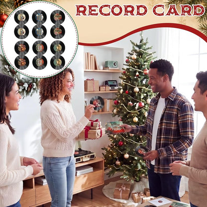 Vinyl Record Christmas Cards Set - 48 Blank Greeting Cards with Envelopes