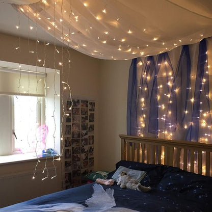 Magictec 300 LED Curtain String Lights - 8 Lighting Modes for Indoor/Outdoor Decor | Warm White