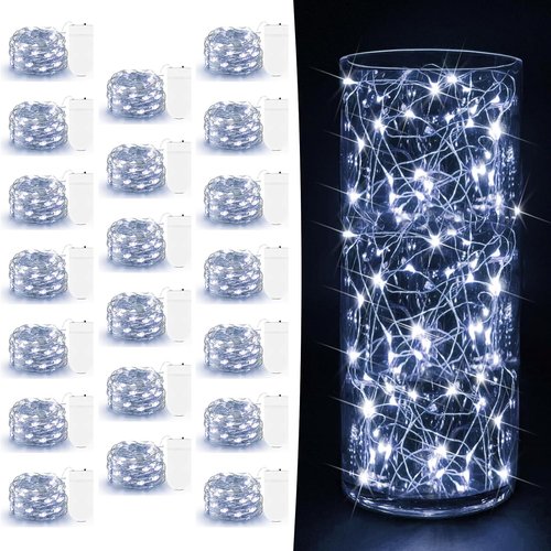 AOZOPE 20 Pack Fairy Lights - Waterproof 7ft LED Mini String Lights for Weddings & Christmas | Cool White