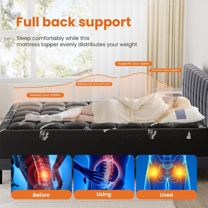 Sweetcrispy Ultra Soft Mattress Topper - Twin Size Bamboo Viscose Pillow Top for Cooling & Back Pain Relief