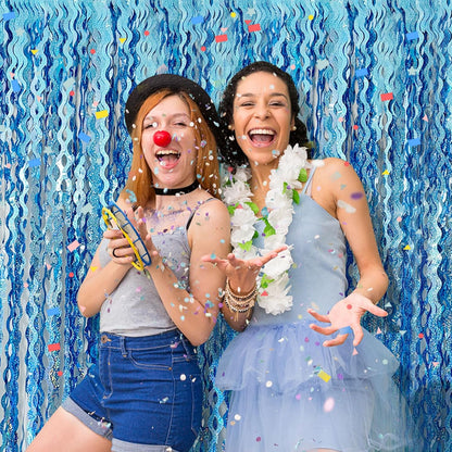 Skiennix Tinsel Foil Fringe Curtains - Sparkling Wavy Backdrop for Parties | Photo Booth Decor