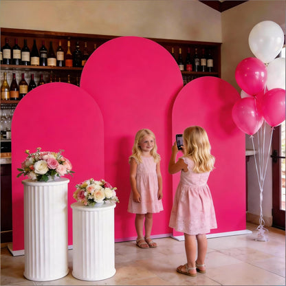 Skiennix 7.2 FT Hot Pink Spandex Arch Backdrop Cover - Perfect for Weddings & Baby Showers