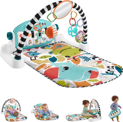 Fisher-Price Glow & Grow Kick & Play Piano Gym - Blue Musical Activity Mat for Babies 0+ Months