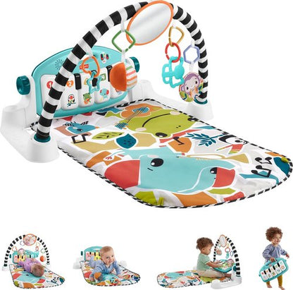 Fisher-Price Glow & Grow Kick & Play Piano Gym - Blue Musical Activity Mat for Babies 0+ Months