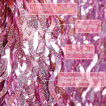 Skiennix 6 Pack Foil Fringe Curtains - Wavy Metallic Tinsel Backdrop for Birthday & Wedding Decor