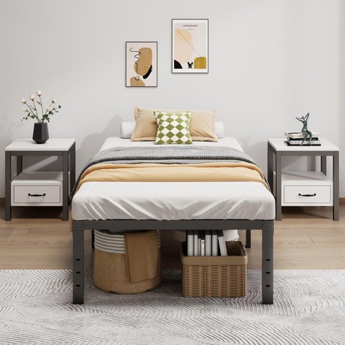 LUMUNANCE Metal Bed Frame Twin Size - 16 Inch Heavy-Duty Twin Platform Bed Frame No Box Spring Needed, Easy Assembly, Noise-Free, Sturdy Mattress Foundation, Underbed Storage Space