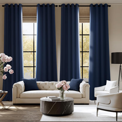 NICETOWN Room Darkening Curtains - Navy Blue Drapery Panels, Set of 2 | W52 x L84 Inches