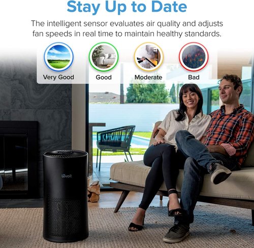 LEVOIT Air Purifier - Large Room with Air Quality Monitor & 3-in-1 Filter | Quiet Operation, LV-H133, Black