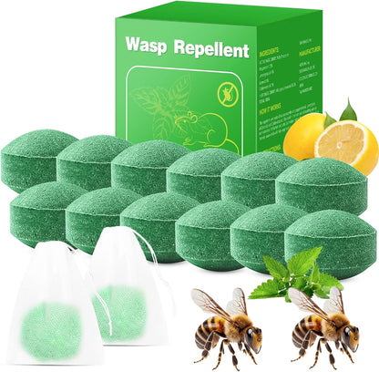 Skiennix Natural Wasp & Bee Repellent - Peppermint Oil Formula | 12 Pack, Safe for Pets & Humans