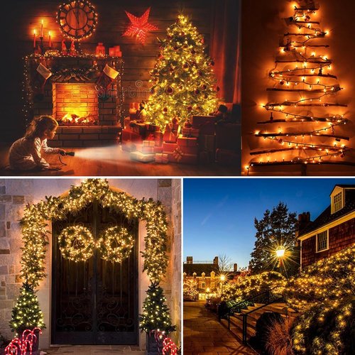 BrizLabs Clear Christmas Lights - 300 Count Warm White String Lights | 69.6ft Connectable for Holiday Decor