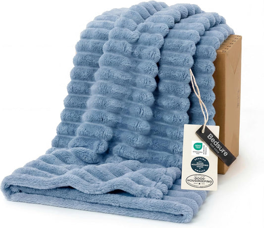 Bedsure GentleSoft Throw Blanket - Cozy Blue Blanket for Couch, Perfect Small Throw, 50x70 Inches