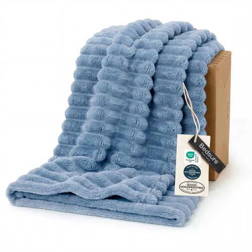 Bedsure GentleSoft Fall Throw Blanket for Couch - Cozy Soft Blankets for Women, Cute Small Throws for Girls, Blue, 50x60 Inches