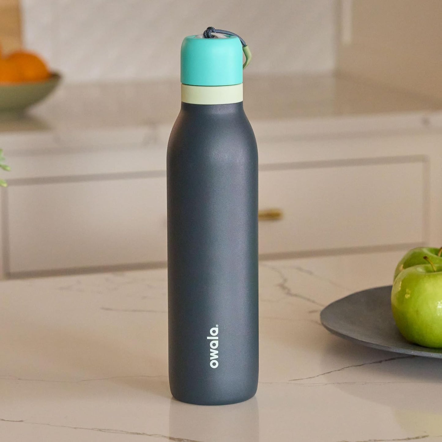 Owala FreeSip Insulated Stainless Steel Water Bottle - 24 oz, BPA-Free, Straw, Blue/Grey (Foggy Tide)