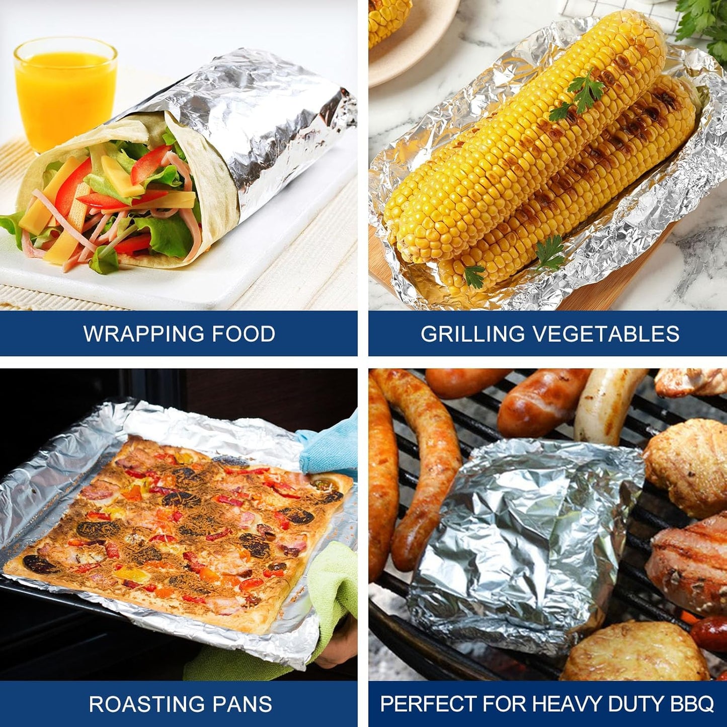 Skiennix Heavy Duty Aluminum Foil Roll - Food Safe 18 Inches x 500 FT | Durable Kitchen Wrap