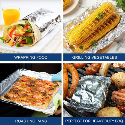 Skiennix Heavy Duty Aluminum Foil Roll - Food Safe 18 Inches x 500 FT | Durable Kitchen Wrap
